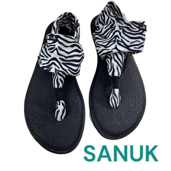 Sanuk Women's Yoga Sling 2 Zebra Print Size 5  Black & White - Picture 1 of 3